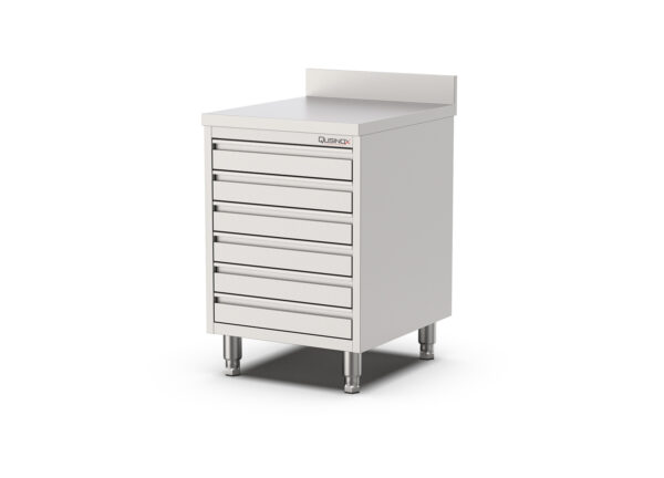 RVS Horeca Werkbank met 6 laden | Opstaande rand | 600x700x900mm