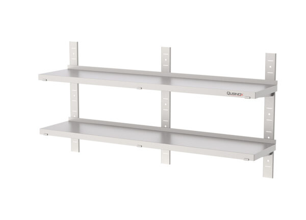 RVS Wandplank | Dubbel schap | Compleet set | 600x300x700mm