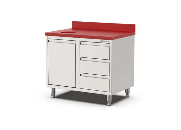 Polyethyleen werkbank met laden links en kanteldeur | 1000x700x900(h)mm